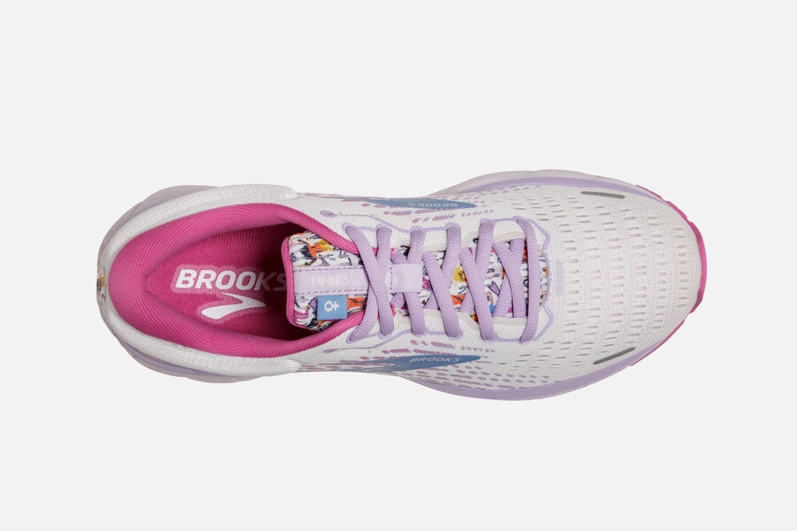 Brooks Ghost 13 Road Running Shoes - Womens - White/Pink/Blue - HC2390658